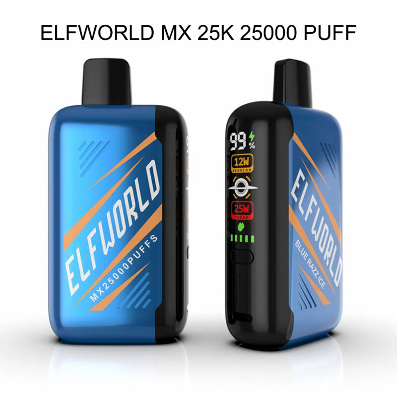 Blue Razz Ice Elfworld MX25000 Puffs Dual Mesh Coil Dual Pods Display Lighting Blue Razz Ice Elfworld MX25000 Puffs Dual Mesh Coil Dual Pods Display Lighting