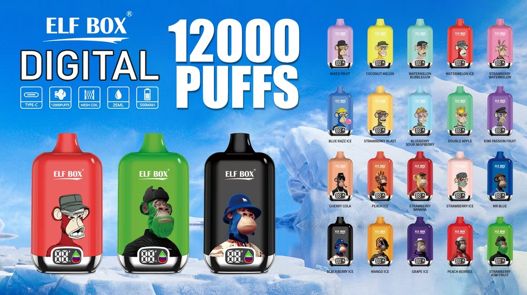 ELF BOX Digital 12000 Puffs 12k Vape Screen Display 25ml - Vapeu