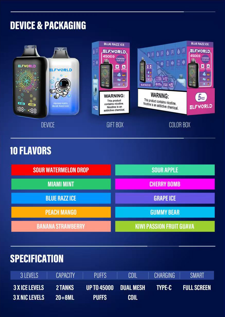 Elfworld PB 45k Puffs vape E Vape Elfworld PB 45k Puffs vape E Vape