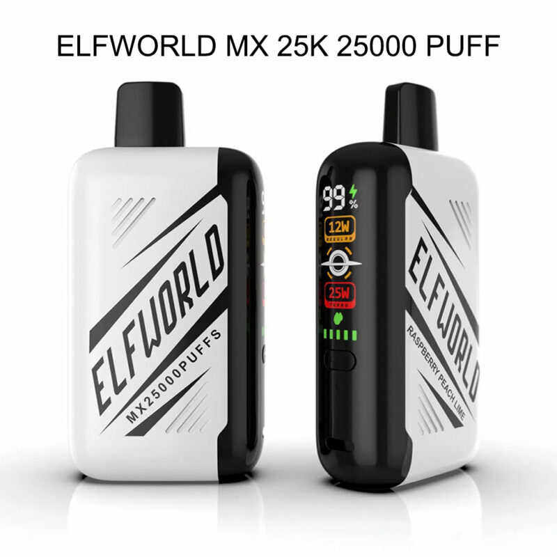 Hindbær Fersken Lime Elf World Mx25000Engangsdampere Hindbær Fersken Lime Elf World Mx25000Engangsdampere