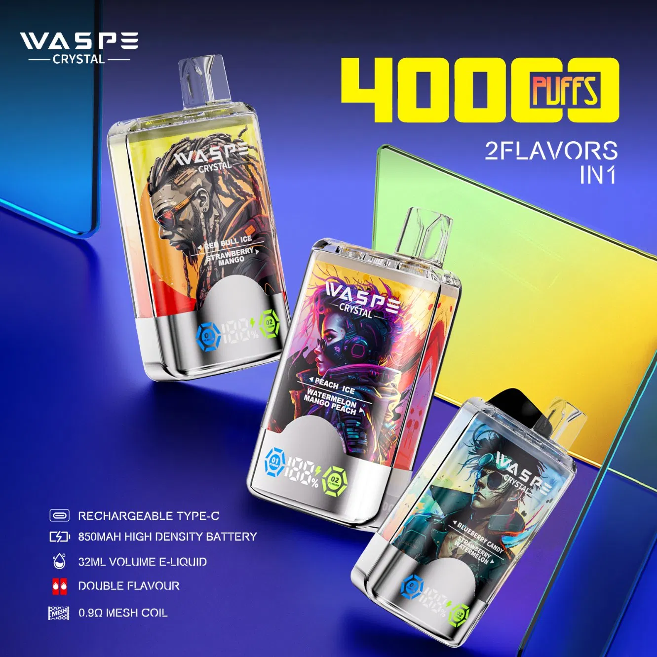WASPE Crystal 40000 Puffs: The dual flavour 40k puffs vape