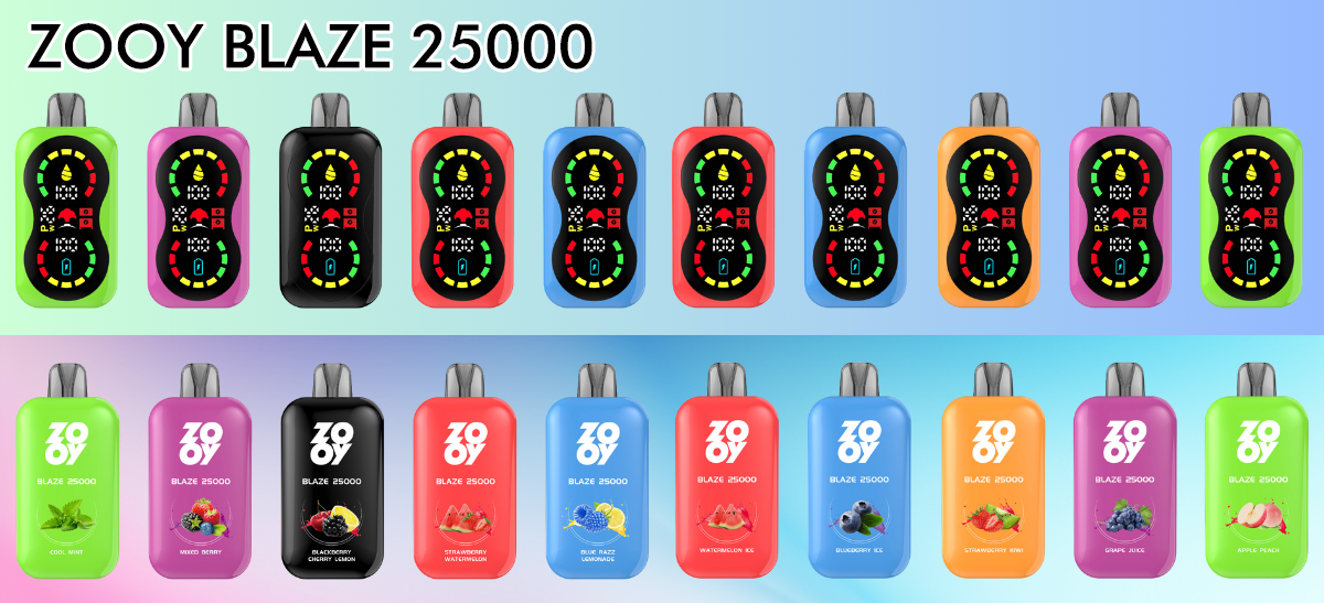 Zooy blaze 25000 Puff 10 populære smagsvarianter engros Zooy blaze 25000 Puff 10 populære smagsvarianter engros