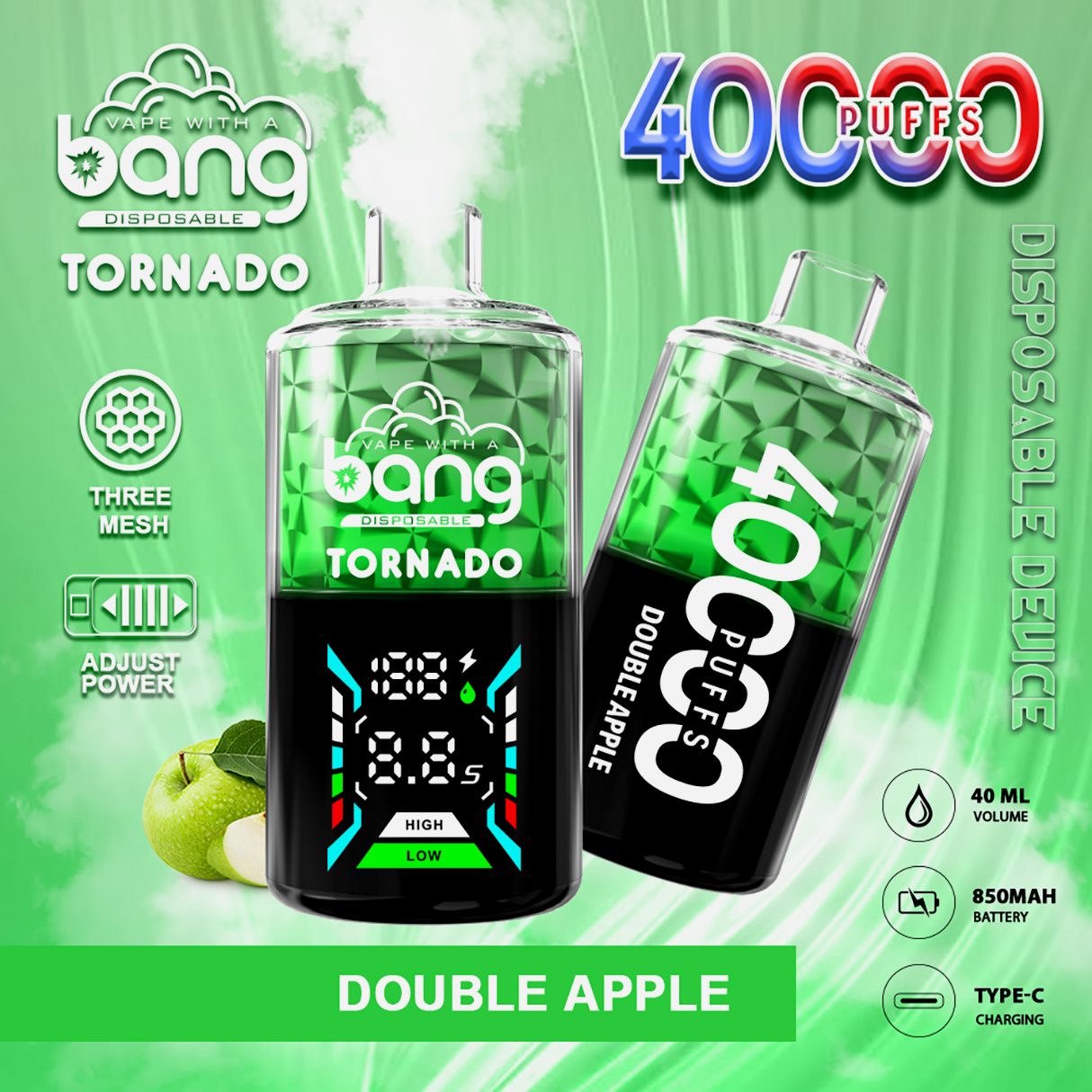 Bang Tornado 40000 Puffs 40k Vape DOUBLE APPLE Bang Tornado 40000 Puffs 40k Vape DOUBLE APPLE