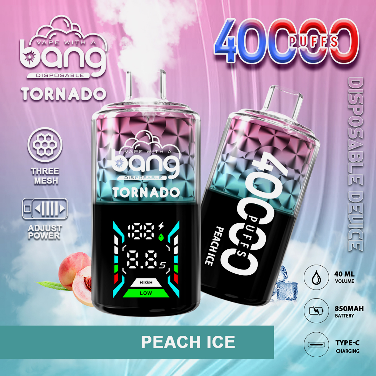 Bang Tornado 40000 Puffs 40k Vape PEACH ICE Bang Tornado 40000 Puffs 40k Vape PEACH ICE