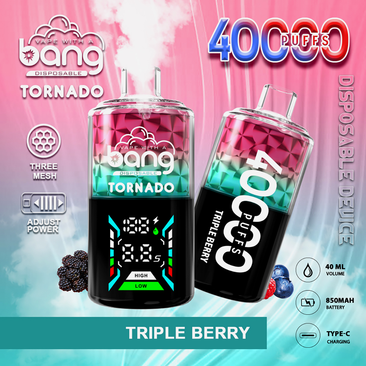 Bang Tornado 40000 Puffs 40k Vape TRIPLE BERRY Bang Tornado 40000 Puffs 40k Vape TRIPLE BERRY