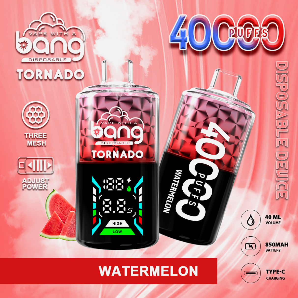 Bang Tornado 40000 Puffs 40k Vape Watermelon Bang Tornado 40000 Puffs 40k Vape Watermelon