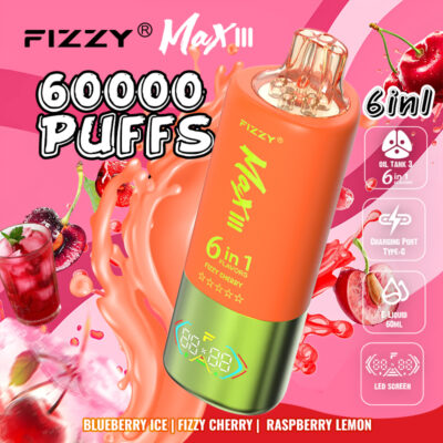 fizzy max iii 60000 puffs blueberry ice fizzy cherry raspberry lemon
