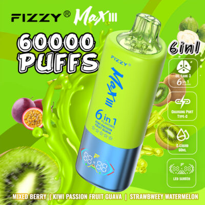 fizzy max iii 60000 pufů míchané bobule kiwi marakuja guava jahoda meloun