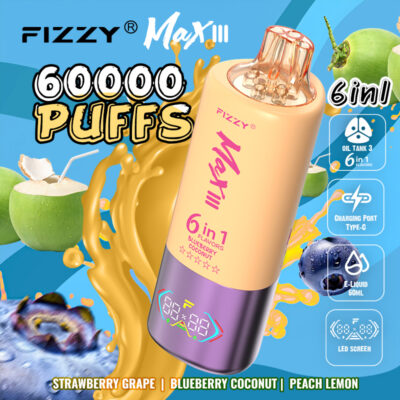 fizzy max iii 60000 pufů jahoda hrozen borůvka kokos broskev citron
