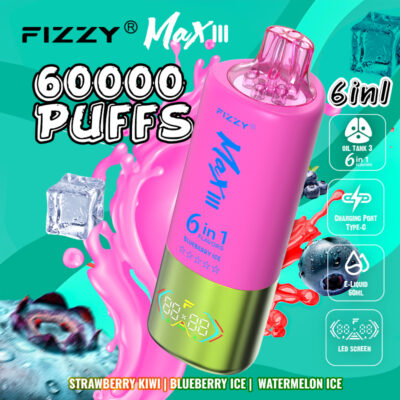 fizzy max iii 60000 pufů jahoda kiwi borůvka led meloun led