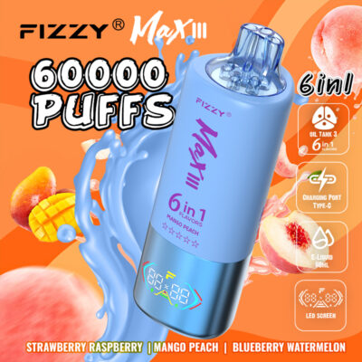 fizzy max iii 60000 pufů jahoda malina mango broskev borůvka meloun