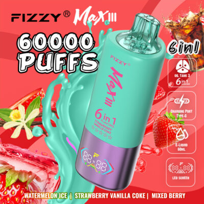 fizzy max iii 60000 pufů vodní meloun led jahoda vanilka cola mixované bobule