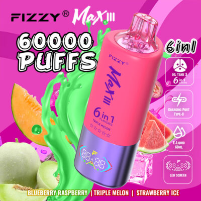 fizzy max iii 60000 pufů ： borůvková malinová trojitá melounová jahodová zmrzlina