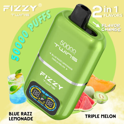 fizzy twins 50000 50k puffs blue razz lemonade triple melon