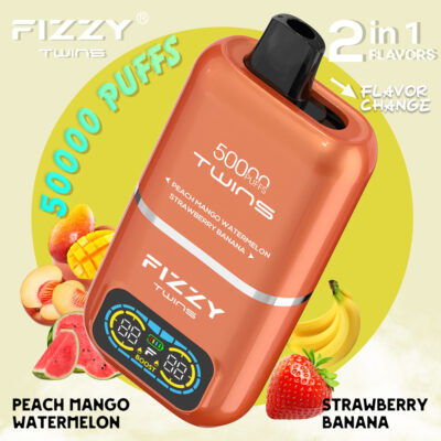 fizzy twins 50000 50k puffs peach mango watermelon strawberry banana