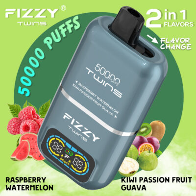 fizzy twins 50000 50k puffs raspberry watermelon kiwi passion fruit guava