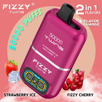fizzy twins 50000 50k puffs strawberry ice fizzy cherry