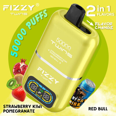 fizzy twins 50000 50k puffs strawberry kiwi pomegranate red bull