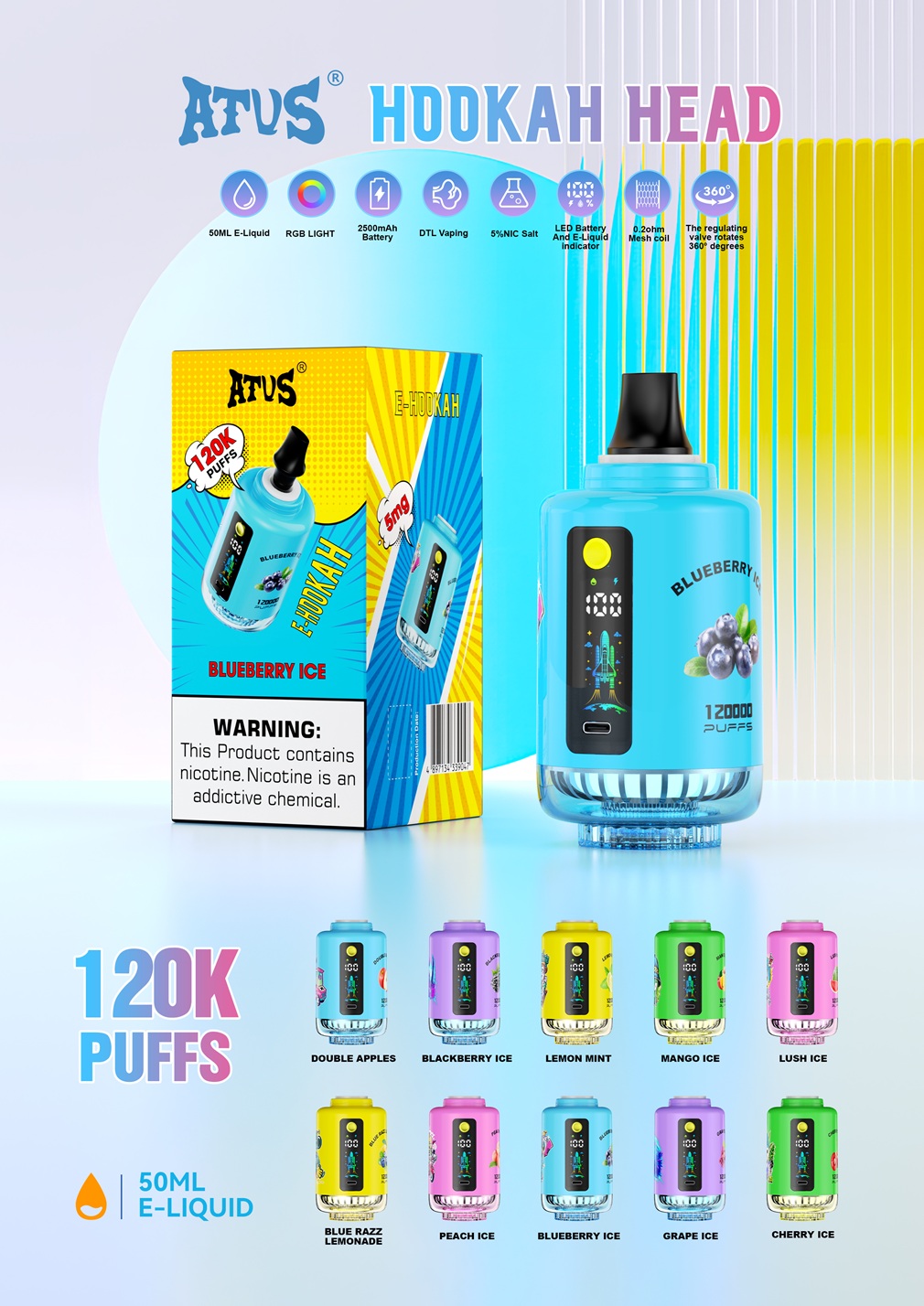 ATVS E HOOKAH 120K Puffs Flavors ATVS E HOOKAH 120K Puffs Flavors