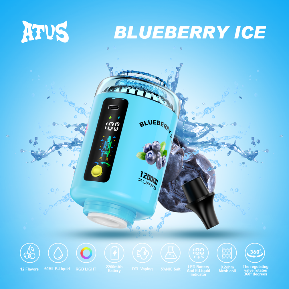 BLUEBERRY ICE ATVS E HOOKAH 120K Puffs