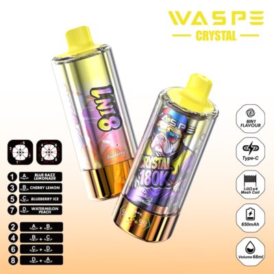 Blue Razz Lemonade & Cherry Lemon & Blueberry Ice & Watermelon Peach WASPE Crystal 180K