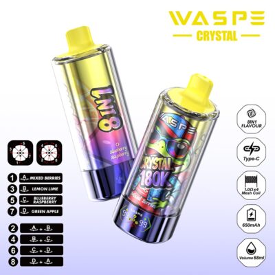 Mixed Berries & Lemon Lime & Blueberry Raspberry & Green Apple WASPE Crystal 180K