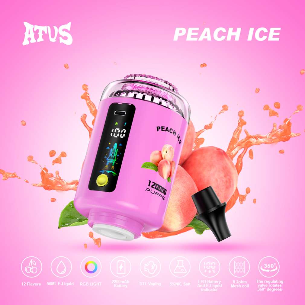 PEACH ICE ATVS E HOOKAH 120K Puffs