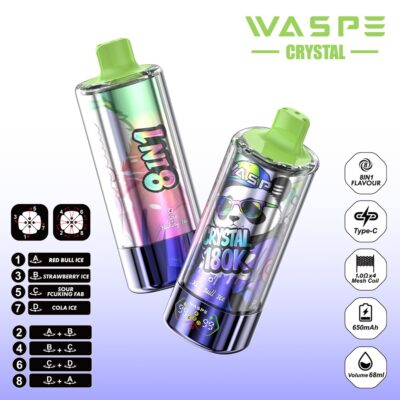 Red Bull Ice & Strawberry Ice & Sour Fcuking Fab & Cola Ice WASPE Crystal 180K