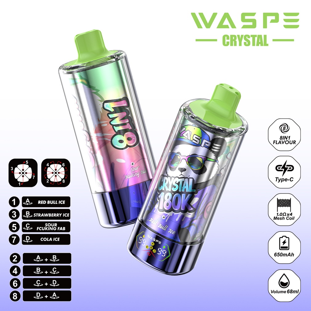 Red Bull Ice & Strawberry Ice & Sour Fcuking Fab & Cola Ice WASPE Crystal 180K