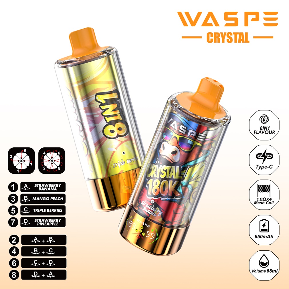 Strawberry Banana & Mango Peach & Triple Berries & Strawberry Pineapple WASPE Crystal 180K