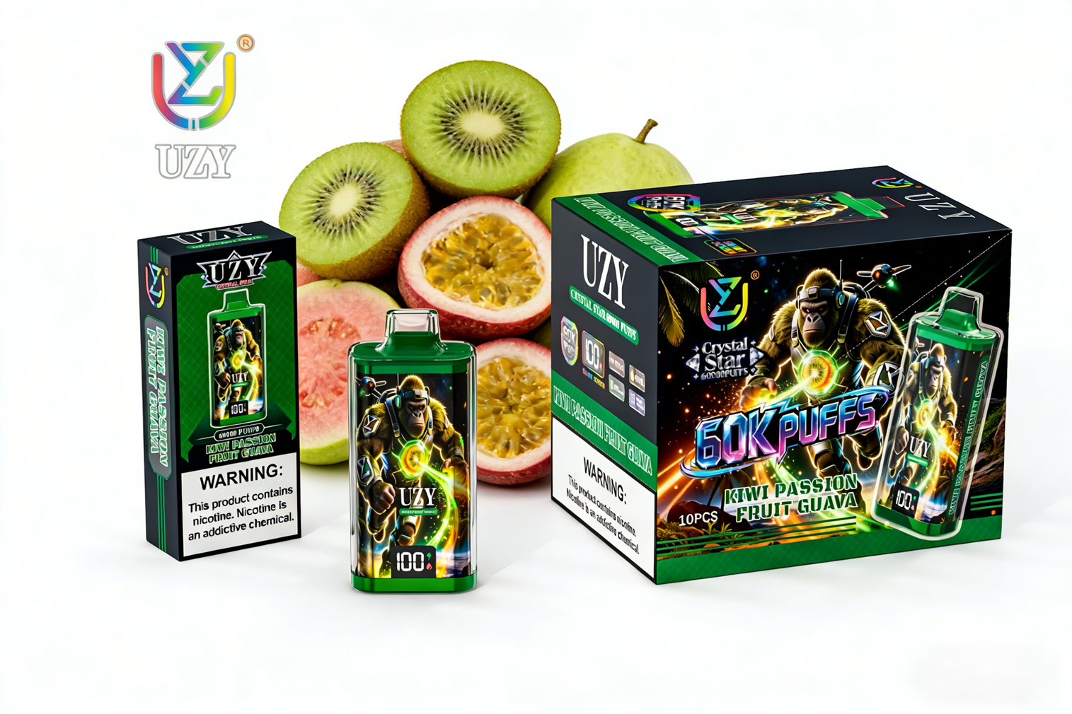 UZY Crystal Star 60000 Puffs Kiwi Passion Fruit Guava