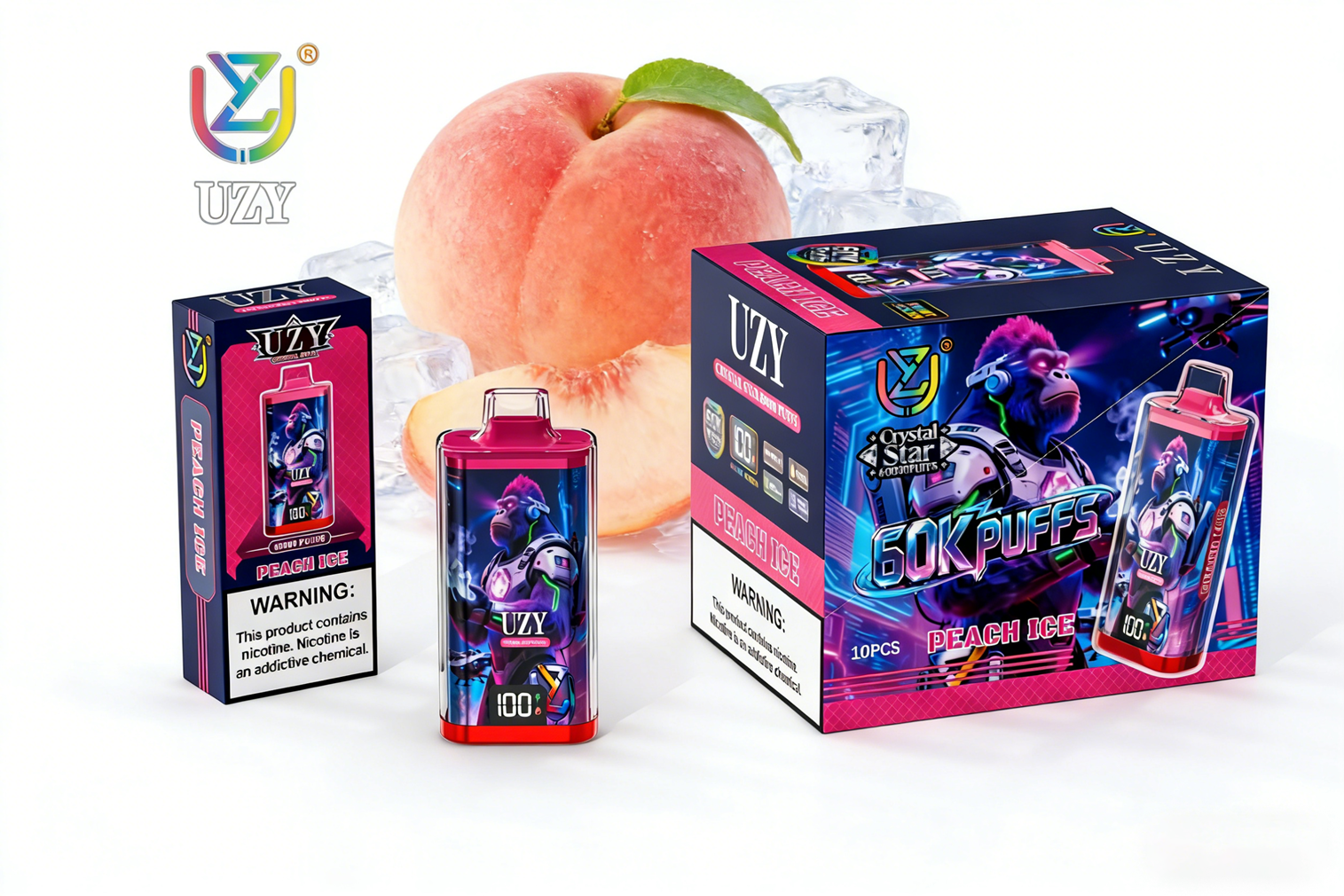 UZY Crystal Star 60000 Puffs Peach Ice