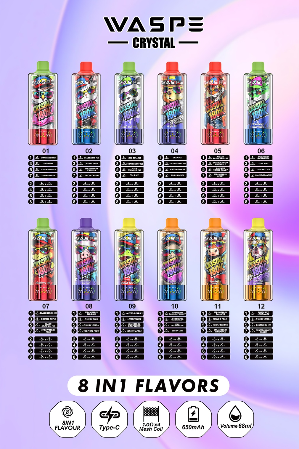 WASPE Crystal 180K Flavors