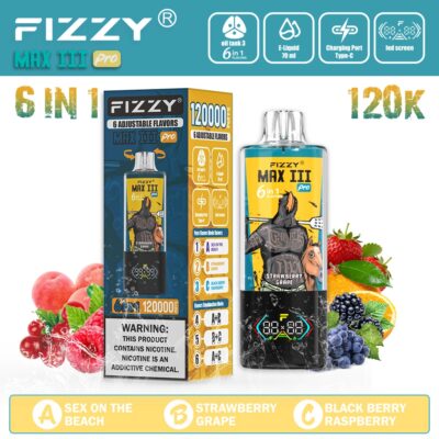 Fizzy Max Ill 120K Puffs Flavor Sex On The Beach & Strawberry Grape & Black Berry Raspberry