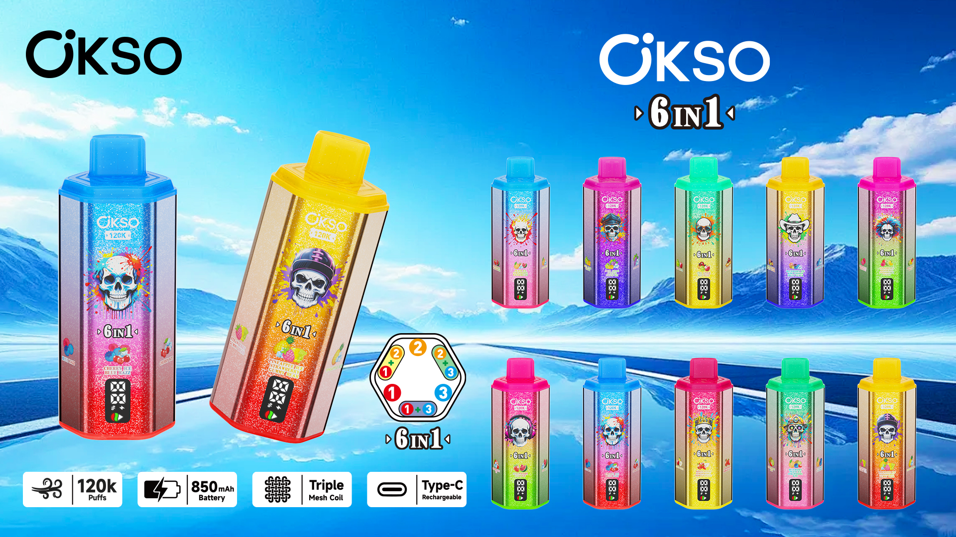OKSO 6in1 120K Puffs Flavors OKSO 6in1 120K Puffs Flavors