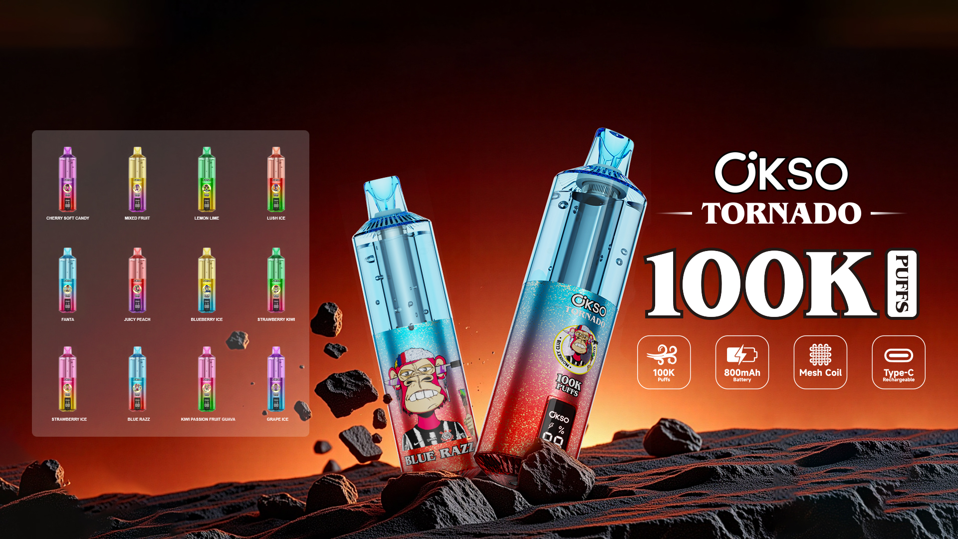 OKSO Tornado 100K Puffs Banner