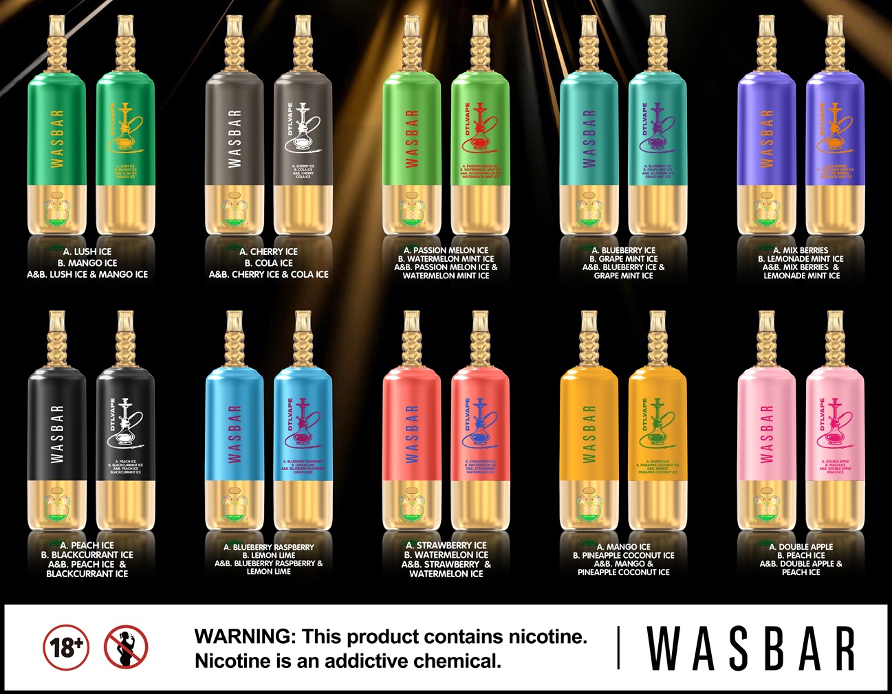 WASBAR 150K Puffs 3in1 Flavors WASBAR 150K Puffs 3in1 Flavors