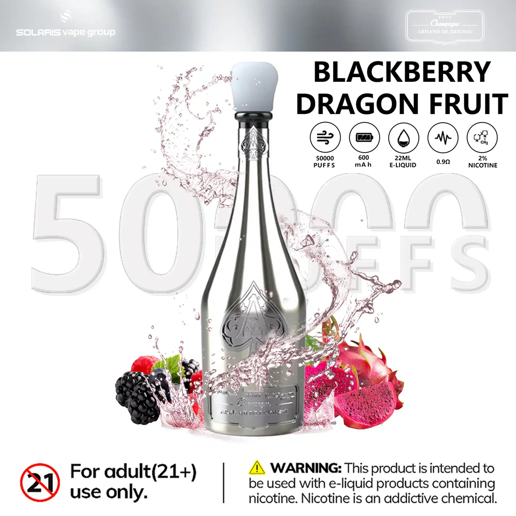 Champagne Vape 50000 Puffs Flavors blackberry dragon fruit