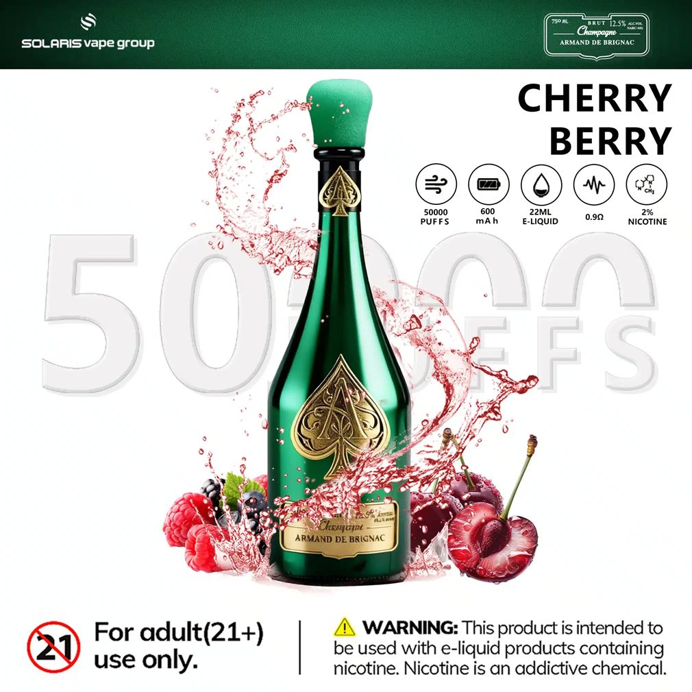 Champagne Vape 50000 Puffs Flavors cherry berry