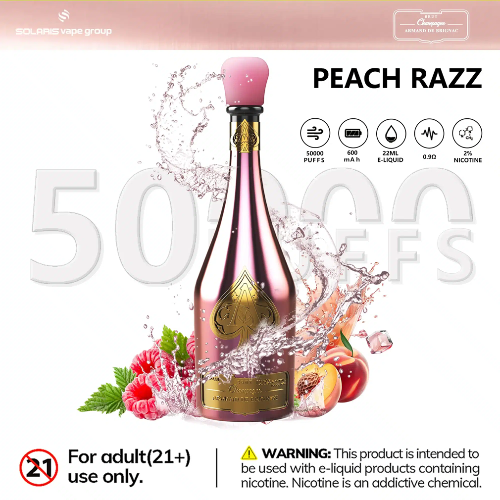 Champagne Vape 50000 Puffs Flavors peach razz