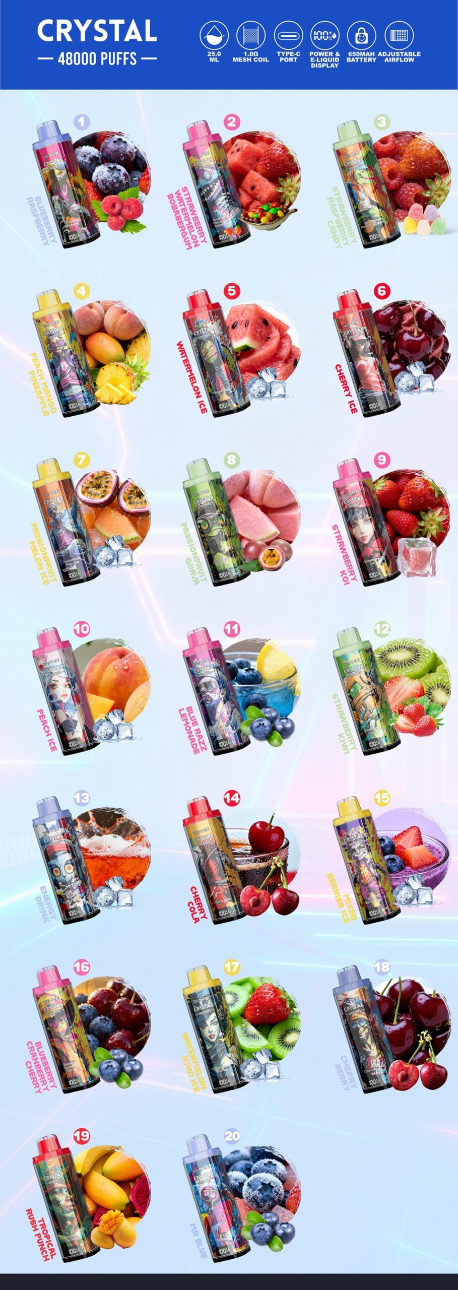 Vapme Crystal 48000 Puffs Flavors Vapme Crystal 48000 Puffs Flavors