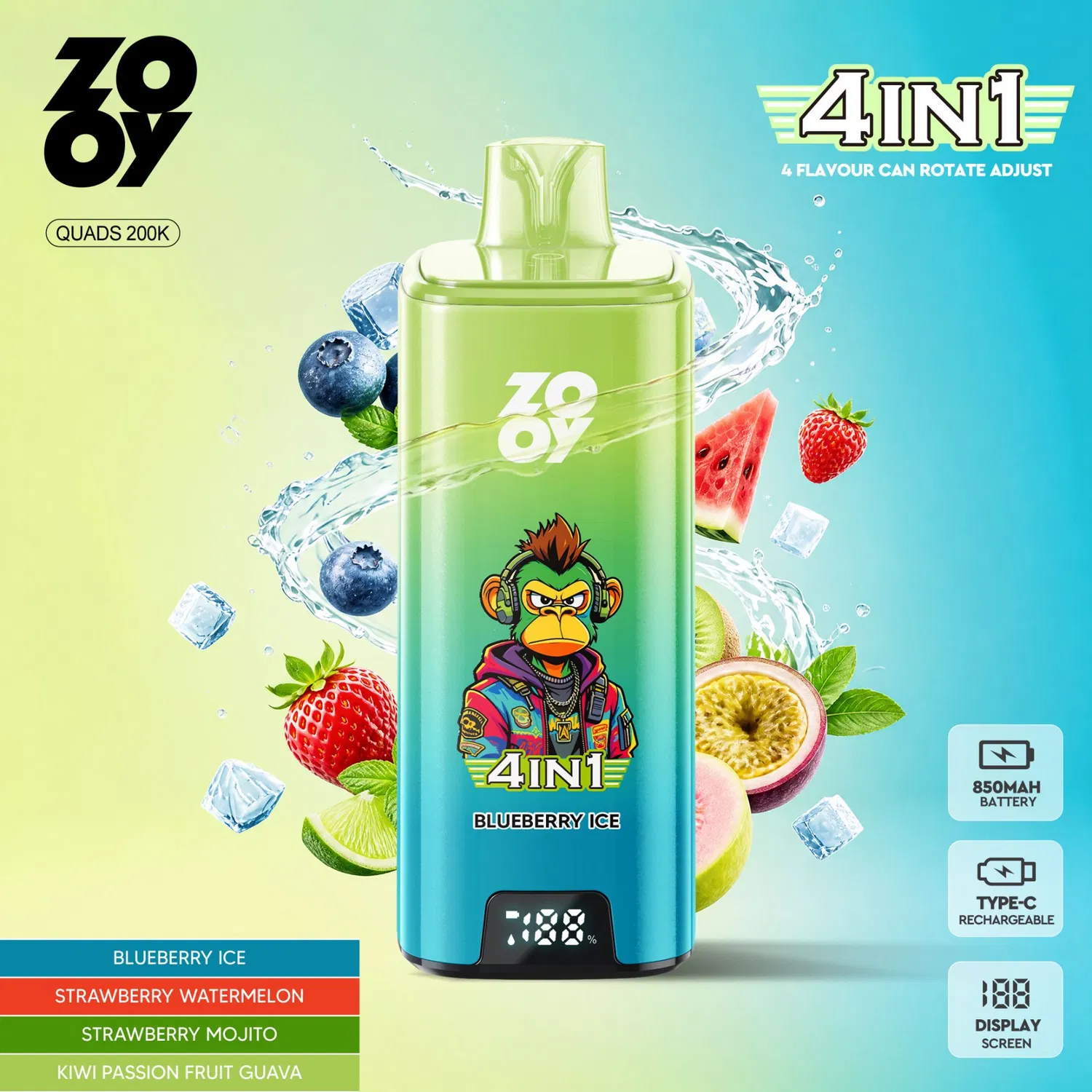 ZOOY 4in1 Quads 200K Puffs Flavors 5