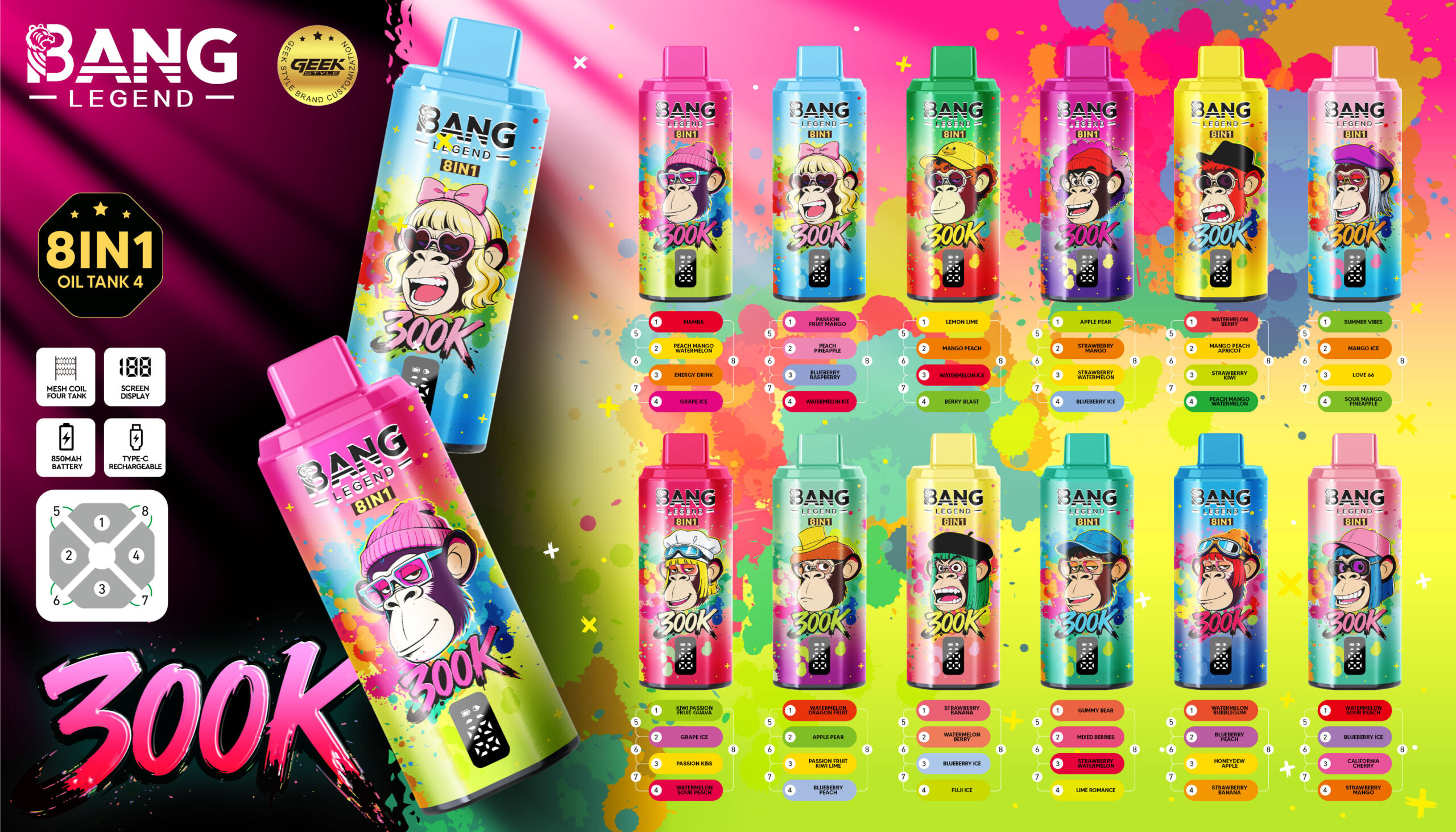 Bang Legend 300K Puffs Flavors