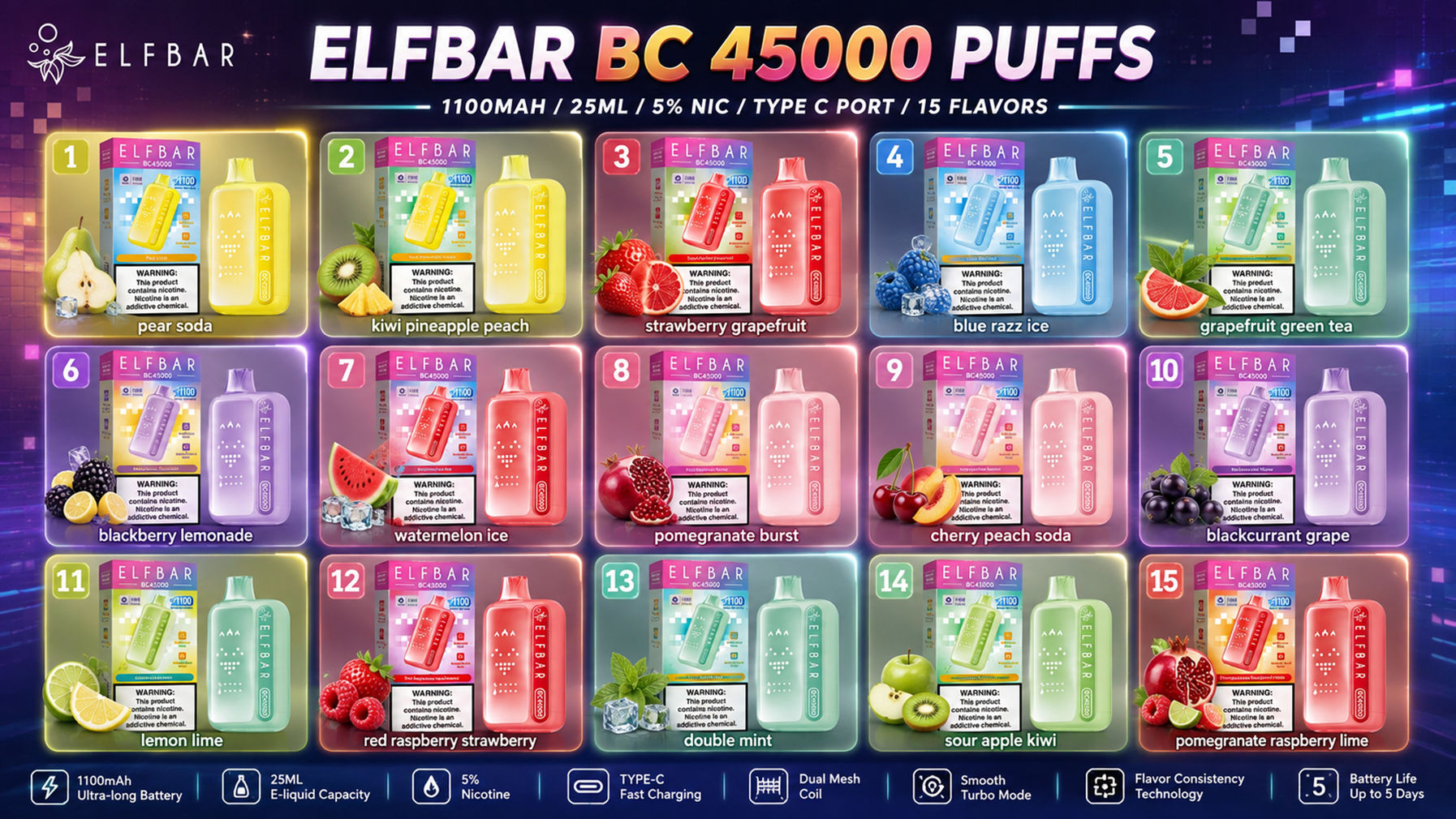 ELF BAR BC 45000 Puffs Flavors ELF BAR BC 45000 Puffs Flavors