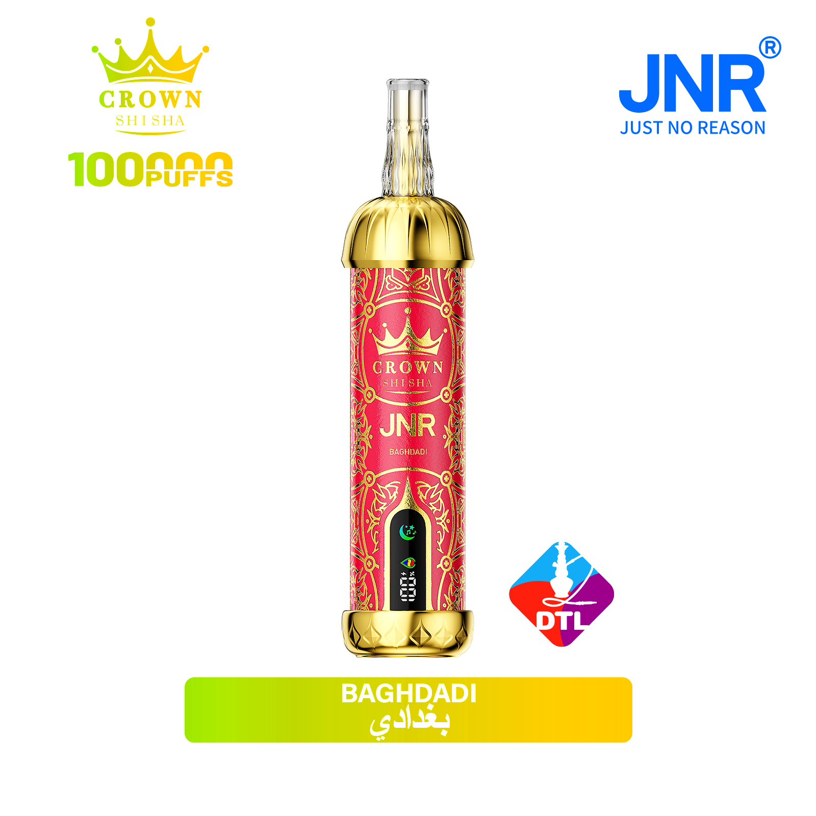 JNR Crown Shisha 100K Puffs Baghdadi