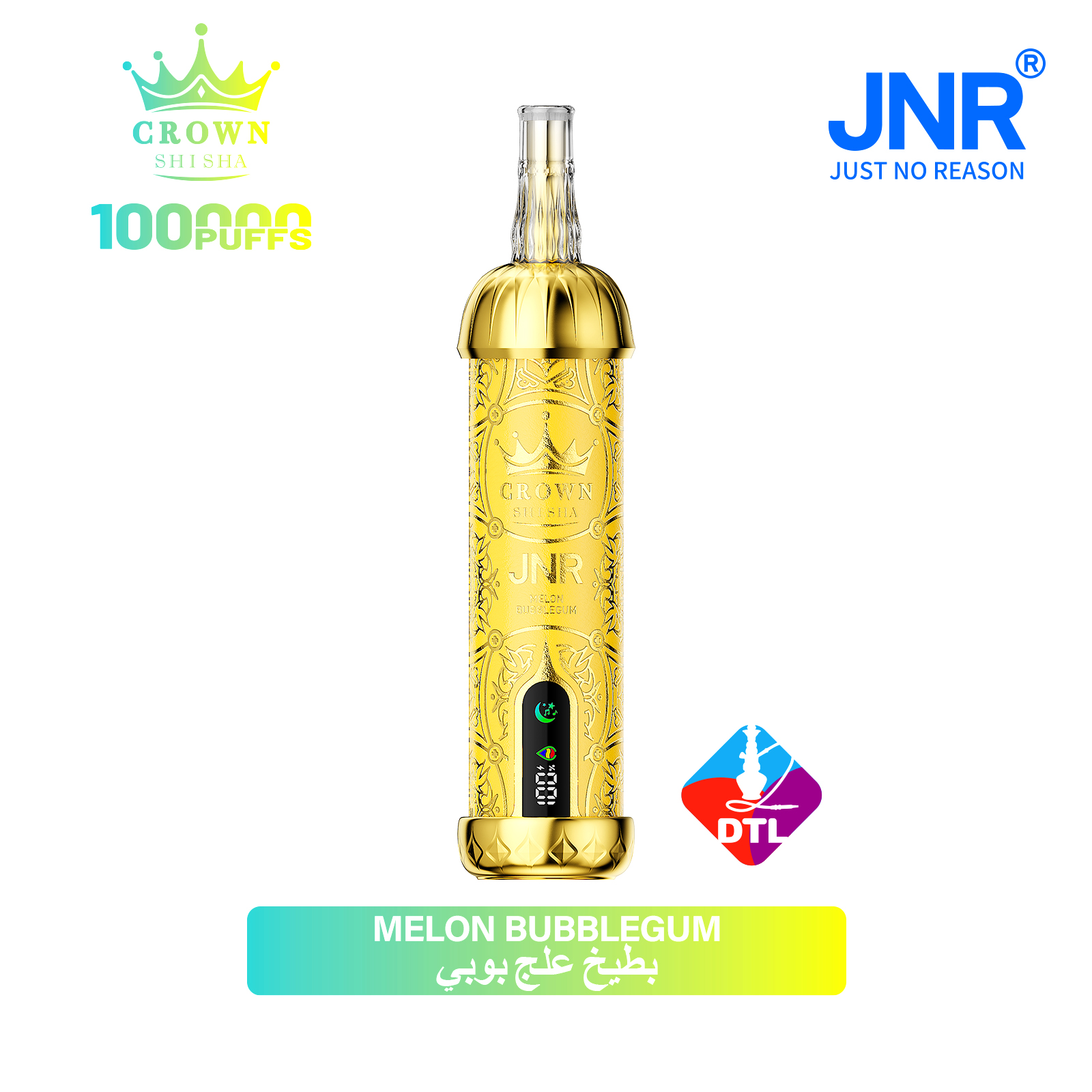 JNR Crown Shisha 100K Puffs Melon Bubblegum