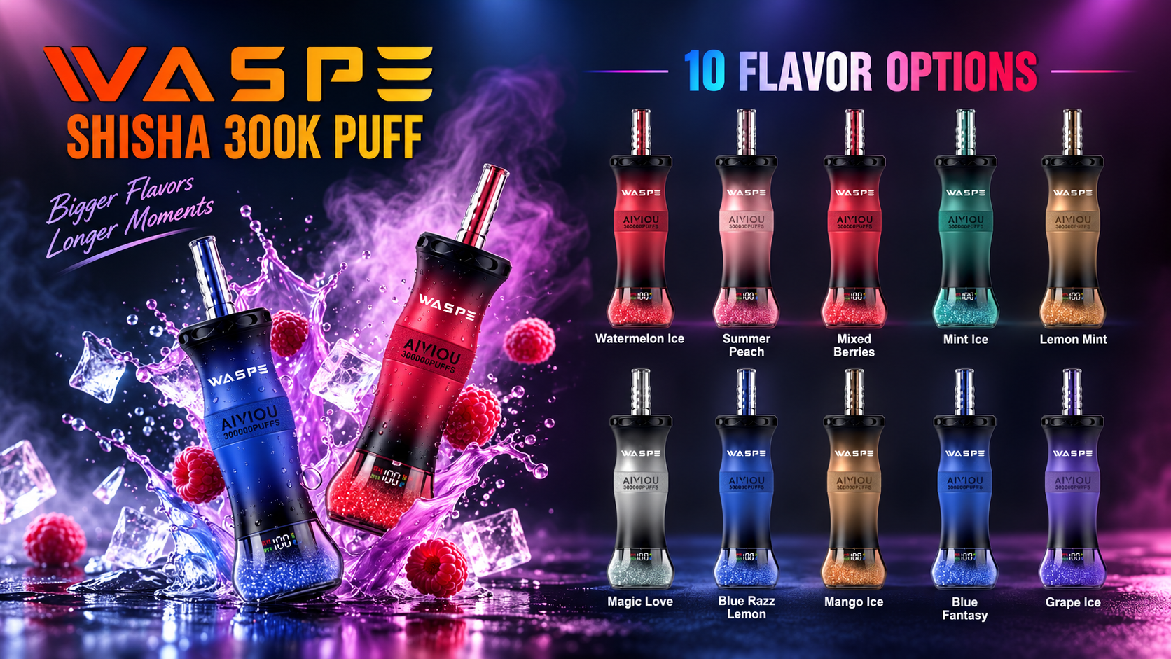 WASPE Shisha Hookah 300K Puffs Flavors WASPE Shisha Hookah 300K Puffs Flavors