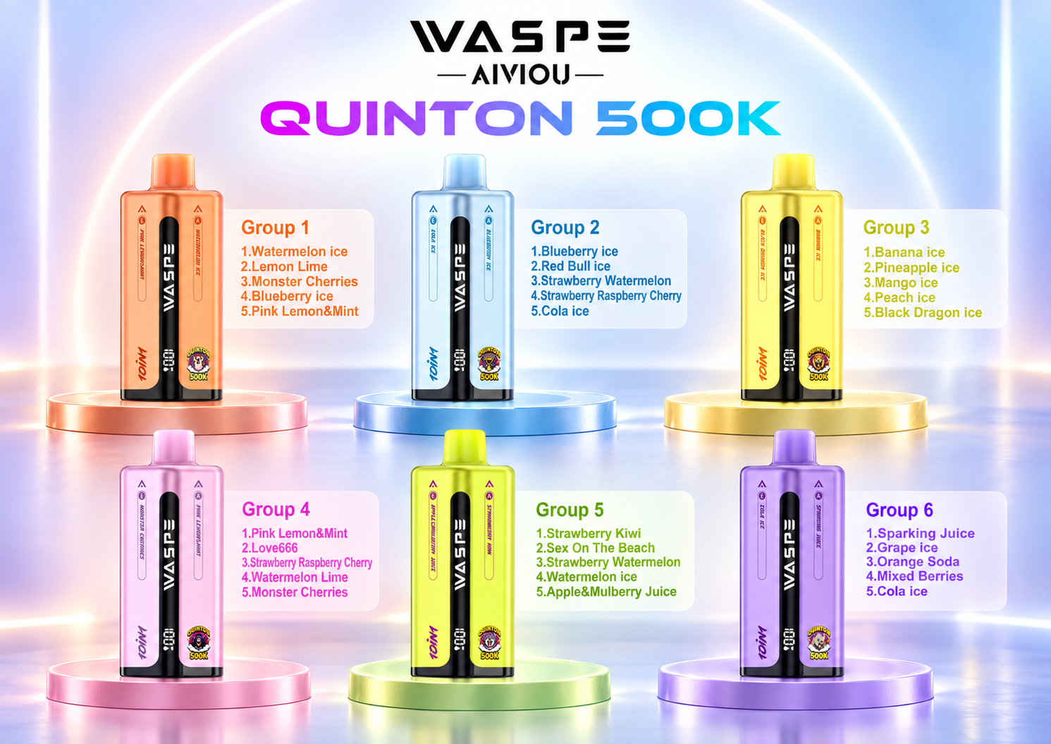 Waspe 10in1 Quinton 500K Puffs Flavors Waspe 10in1 Quinton 500K Puffs Flavors