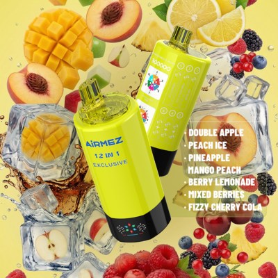 Airmez FOX 300K Puffs DOUBLE APPLE、PEACH ICE、BERRY LEMONADE、PINEAPPLE MANGO PEACH、MIXED BERRIES、FIZZY CHERRY COLA