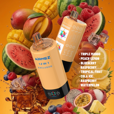 Airmez FOX 300K Puffs TRIPLE MANGO、PEACH LEMON、BLUEBERRY RASPBERRY、TROPICAL FRUIT、COLA ICE、RASPBERRY WATERMELON